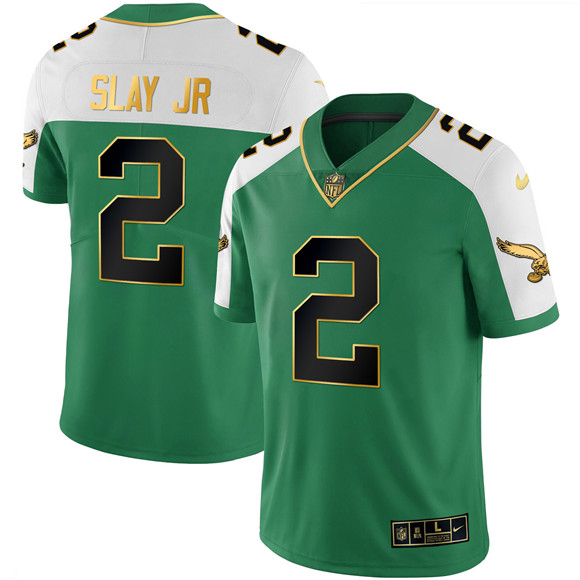 Men's Kelly Green Philadelphia Eagles #2 Darius Slay Jr. Alternate Gold Stitched Football Jersey